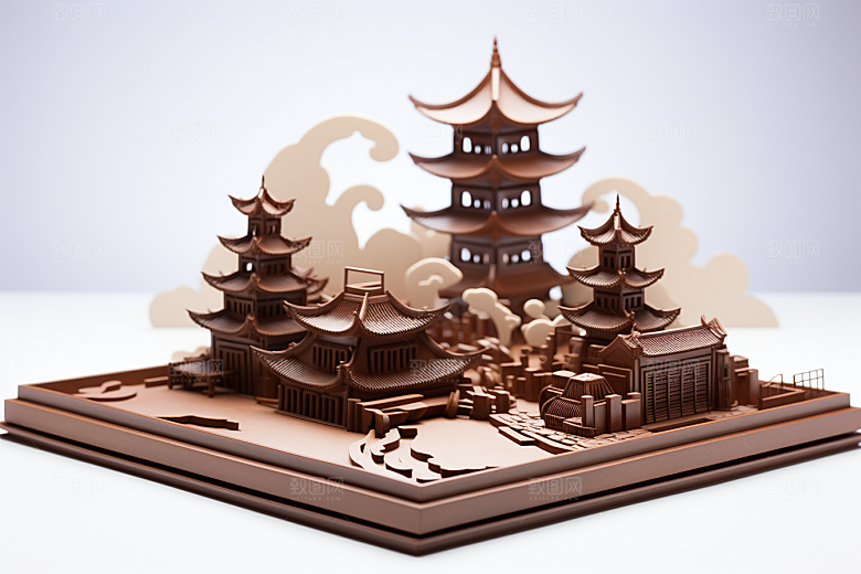 巧克力建筑美食艺术品素材