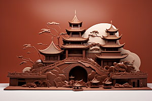 巧克力建筑甜食高清素材