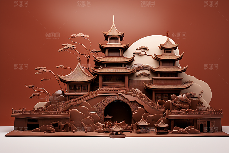 巧克力建筑甜食高清素材