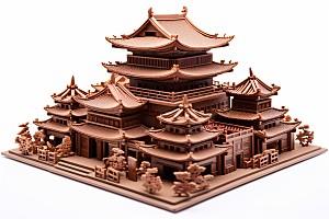 巧克力建筑艺术品美食素材
