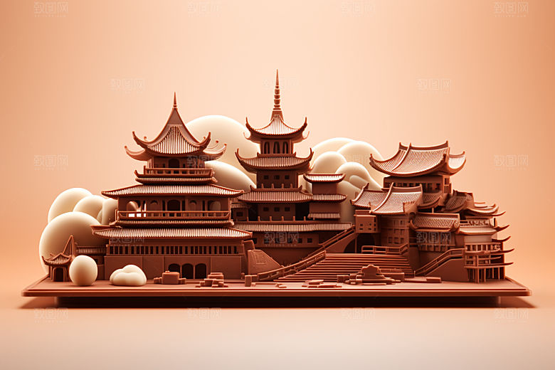 巧克力建筑巧克力雕刻美味素材