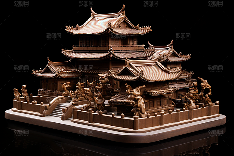 巧克力建筑美食美味素材