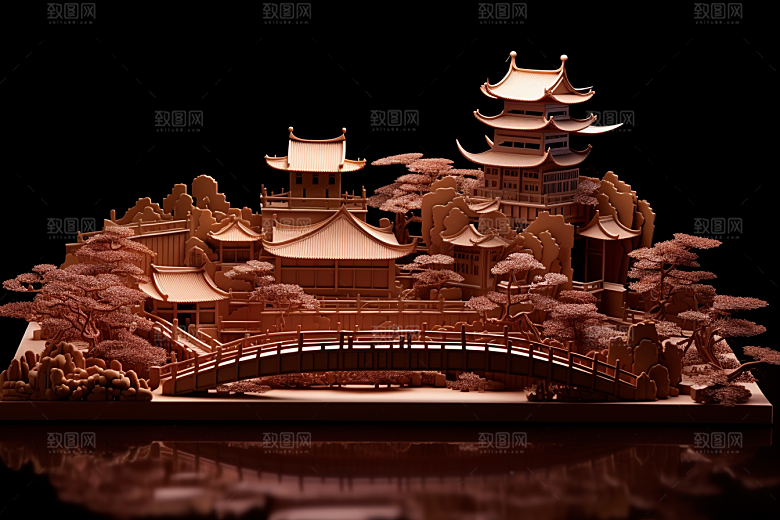 巧克力建筑美食可可素材
