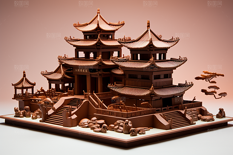 巧克力建筑美食可可素材