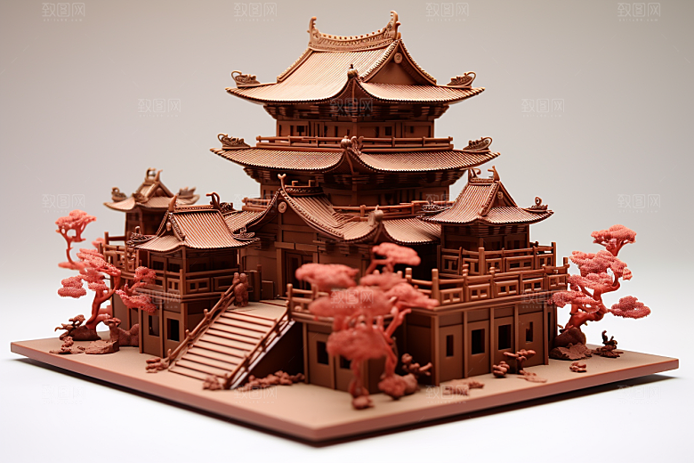 巧克力建筑可可美食素材