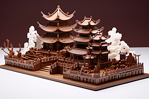 巧克力建筑巧克力雕刻艺术品素材