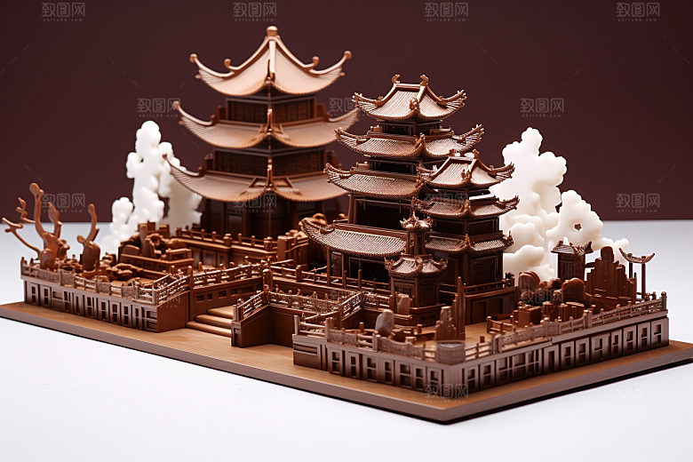 巧克力建筑巧克力雕刻艺术品素材