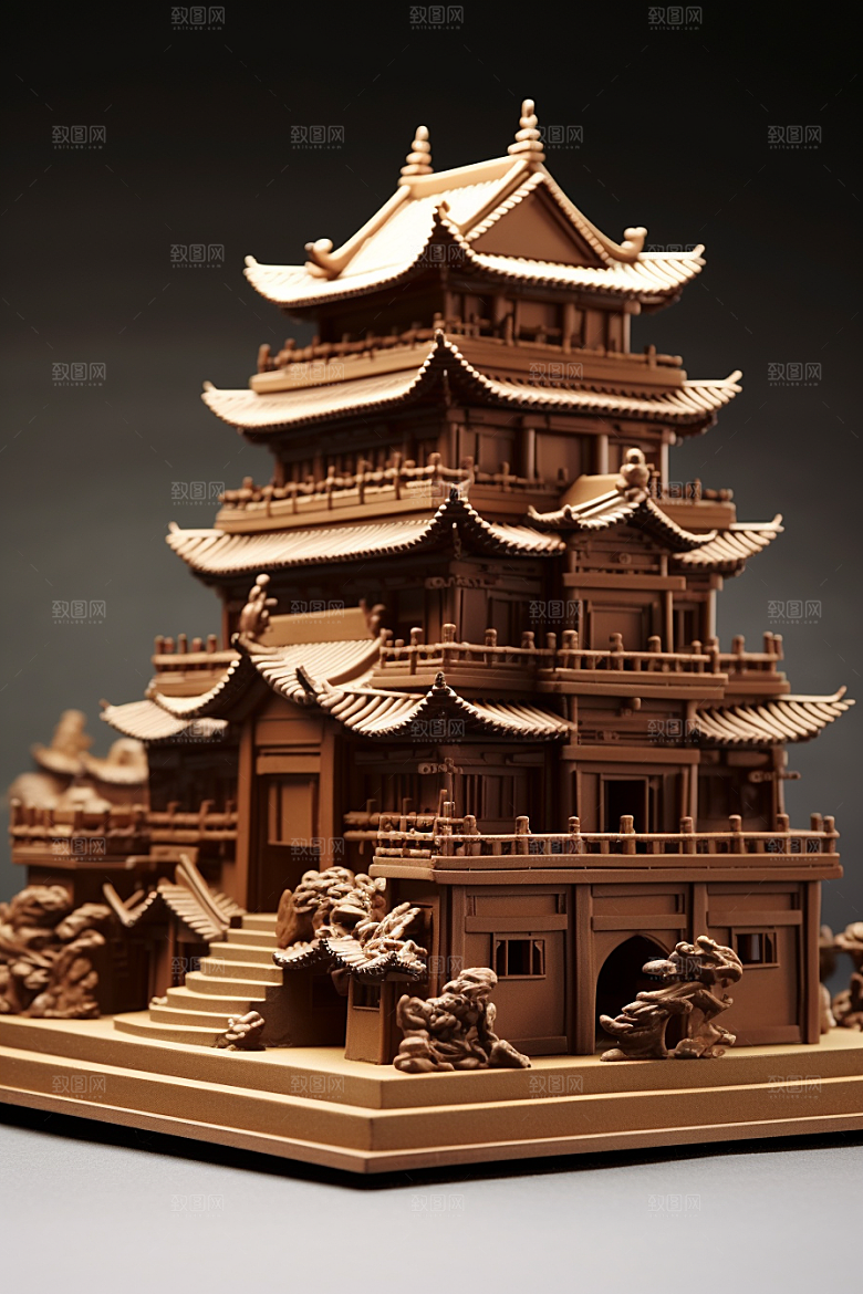 巧克力建筑巧克力雕刻美味素材