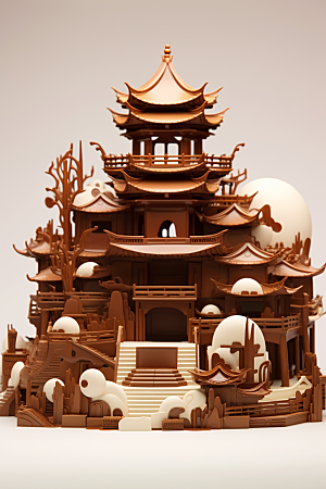 巧克力建筑微缩建筑巧克力雕刻素材