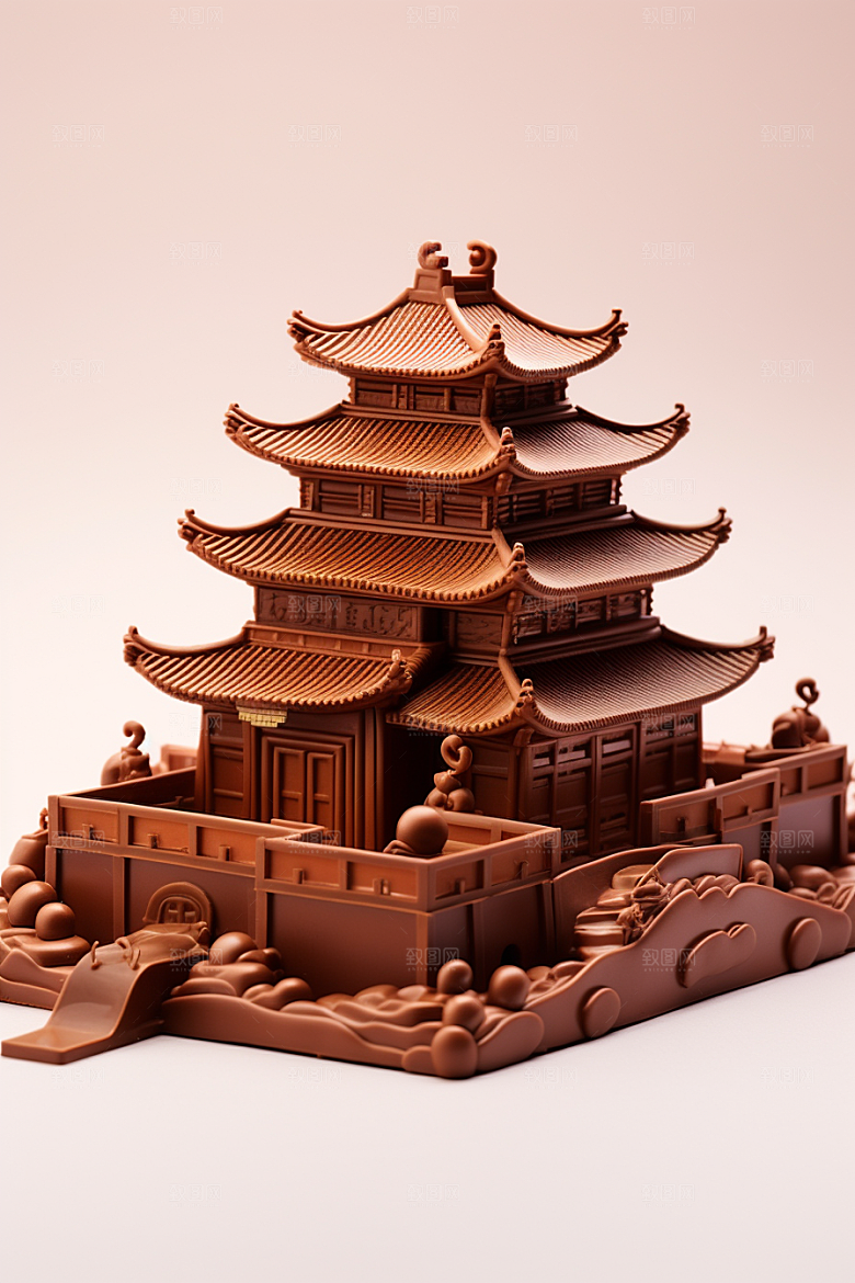 巧克力建筑巧克力雕刻高清素材