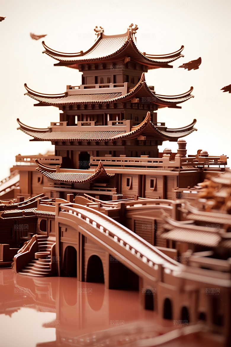 巧克力建筑高清微缩建筑素材