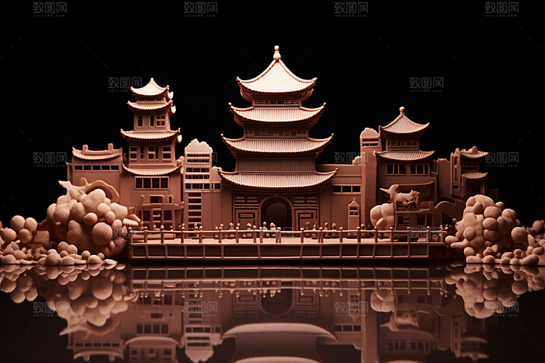 巧克力建筑美味可可素材