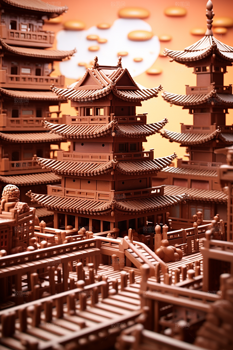 巧克力建筑美味艺术品素材