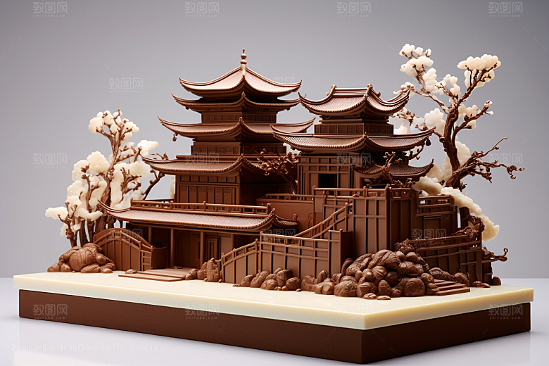 巧克力建筑美味可可素材