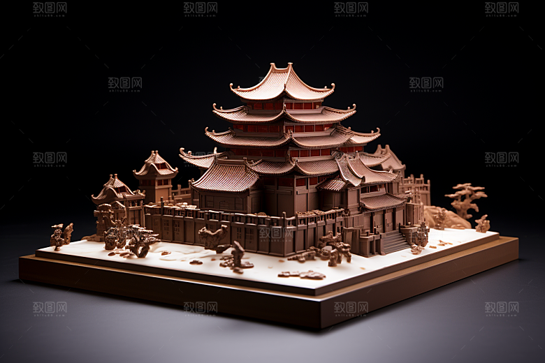巧克力建筑美食高清素材