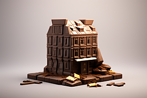 巧克力建筑美味高清素材