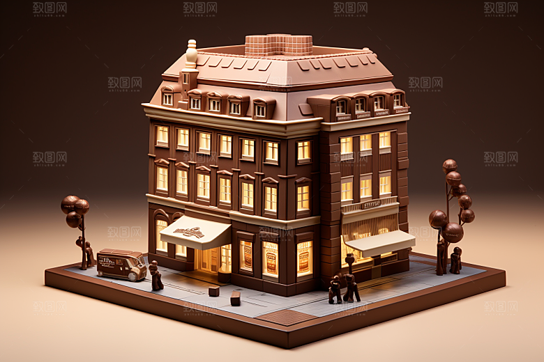 巧克力建筑微缩建筑甜食素材