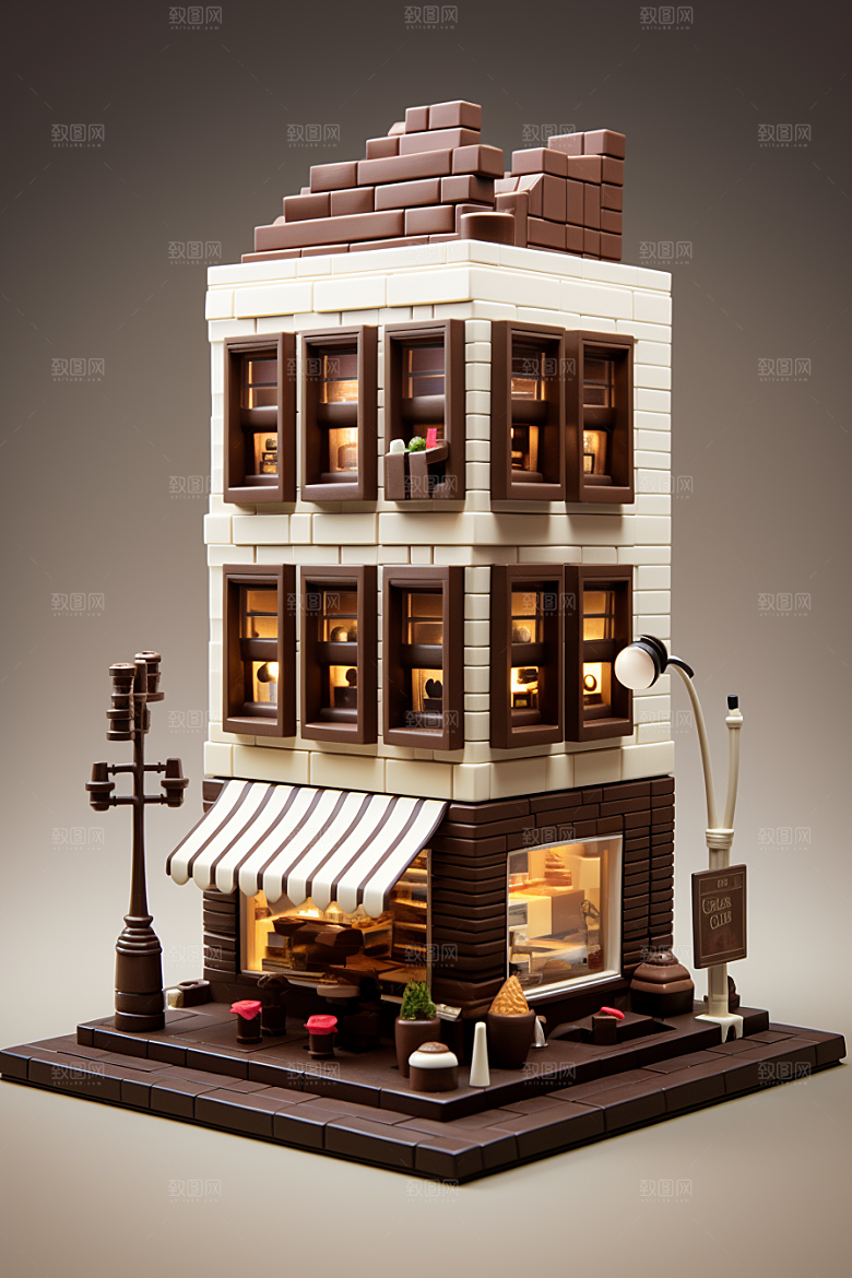 巧克力建筑艺术品可可素材