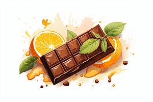 水果巧克力甜食情人节插画