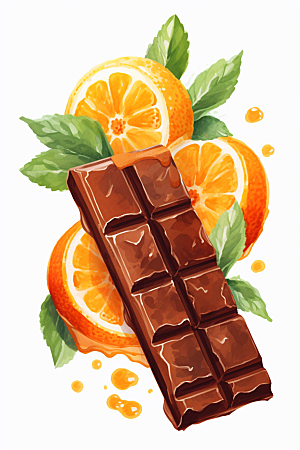 水果巧克力零食手绘插画