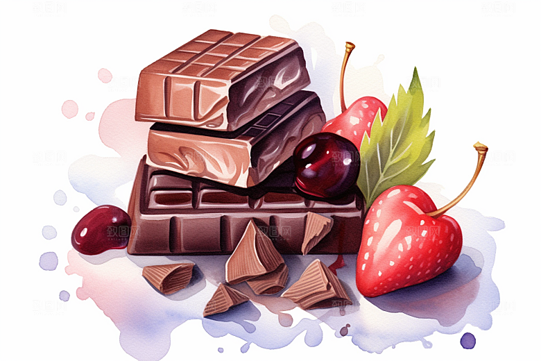 水果巧克力美味甜品插画