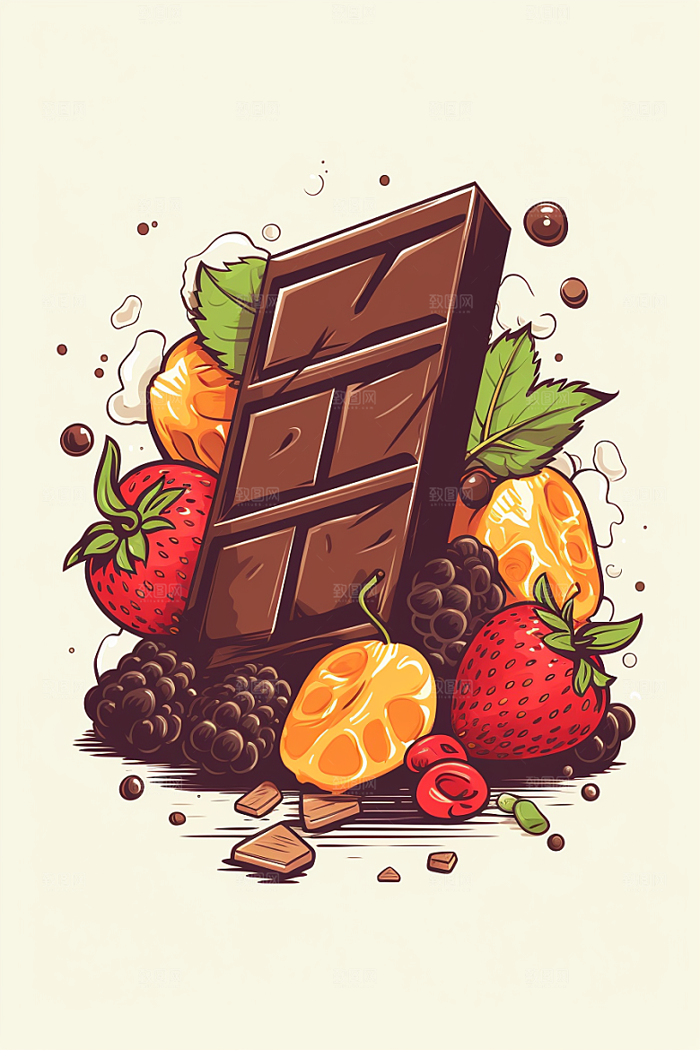 水果巧克力美味可可插画