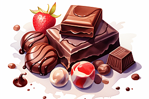 水果巧克力情人节甜食插画