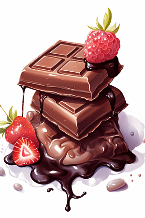 水果巧克力甜品美味插画