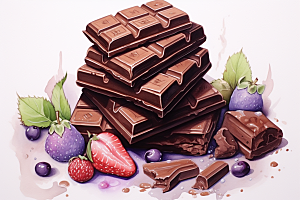 水果巧克力甜品可可插画