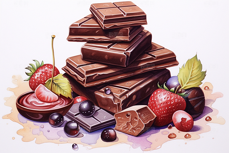 水果巧克力美味零食插画