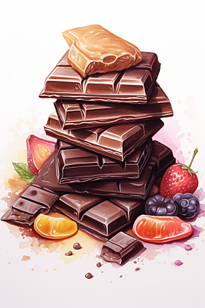 水果巧克力零食美食插画