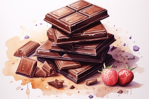 水果巧克力甜品美食插画