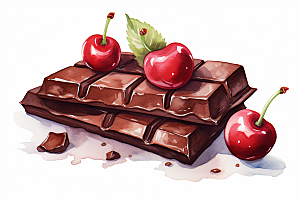 水果巧克力美味情人节插画