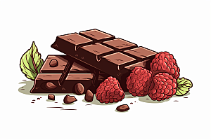 水果巧克力手绘美味插画