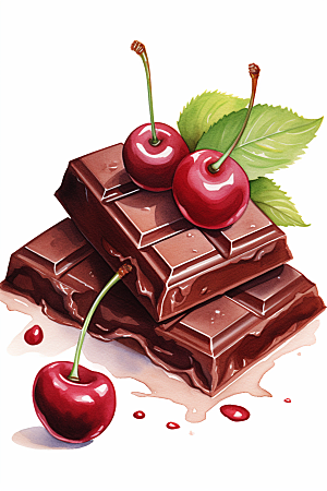 水果巧克力美味手绘插画
