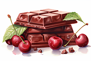 水果巧克力美食情人节插画