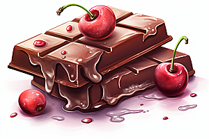 水果巧克力手绘情人节插画