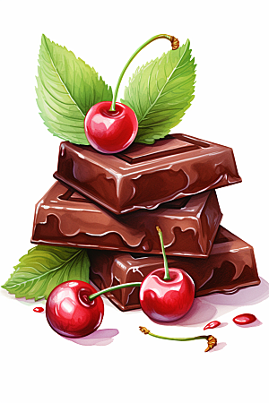 水果巧克力手绘情人节插画
