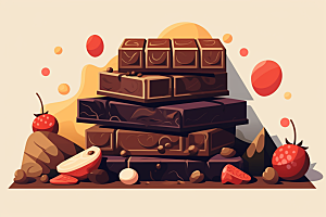 水果巧克力美味甜品插画