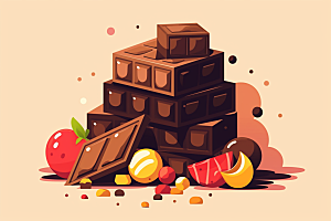 水果巧克力可可高清插画