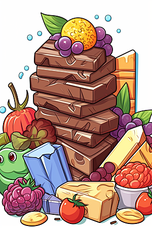 水果巧克力甜品零食插画