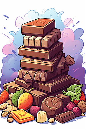 水果巧克力高清美食插画