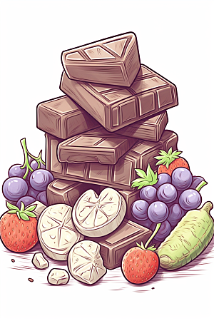 水果巧克力甜食零食插画