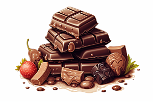水果巧克力情人节手绘插画