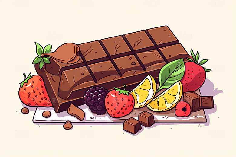 水果巧克力甜食美味插画