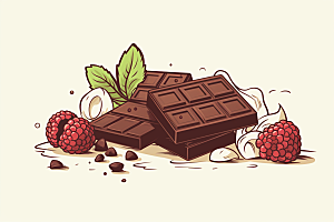 水果巧克力情人节美食插画