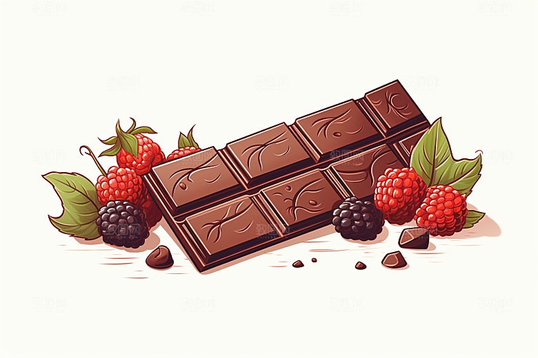 水果巧克力手绘零食插画