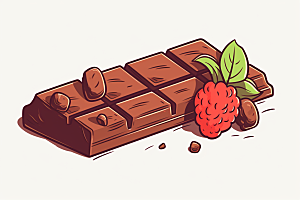水果巧克力情人节可可插画