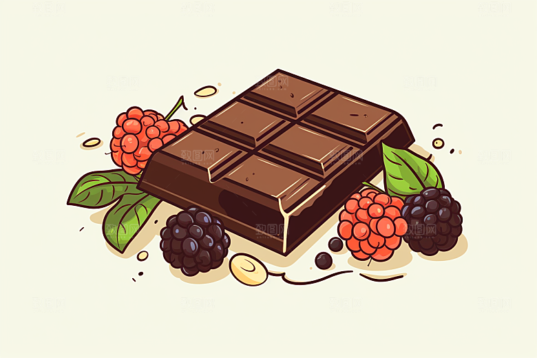 水果巧克力甜食美味插画