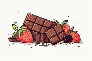 水果巧克力甜品高清插画